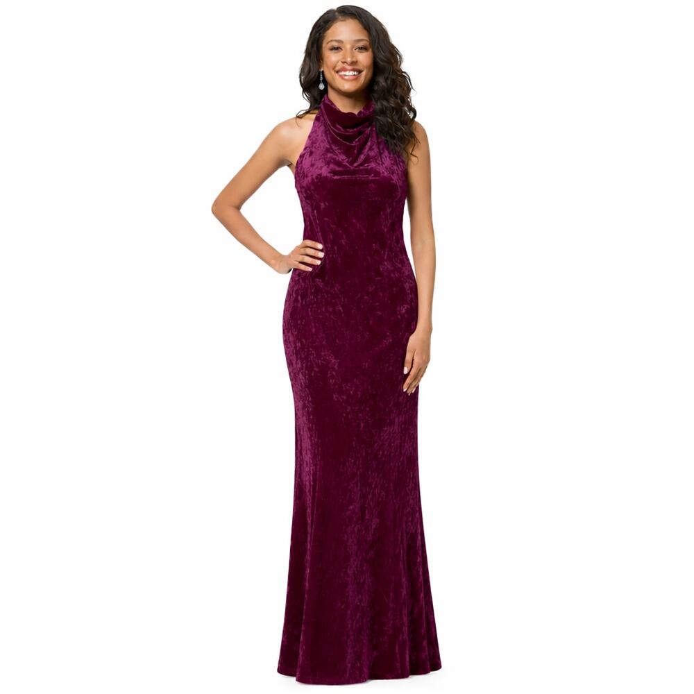 Betsy & Adam Velvet Formal Evening Gown Womens 6 Wedding Cocktail Party Dress